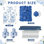 Fullhawl 50 Sets Wedding Invitations Wraps Set Pre Folded Vellum Jackets for 5 x 7 Invitations Dried Flowers Wax Seal Stickers Chiffon Silk Ribbon for Wedding Birthday Bridal Shower (Light Blue) - Image 2