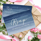 Andaz Press 56-Pack Personalized RSVP Postcards for Wedding Navy Blue Ombre Watercolor Cardstock Response Reply Cards for Bridal Shower Baby Shower Birthday Event Custom Date Return Address 4 x 6-Inch - Image 3