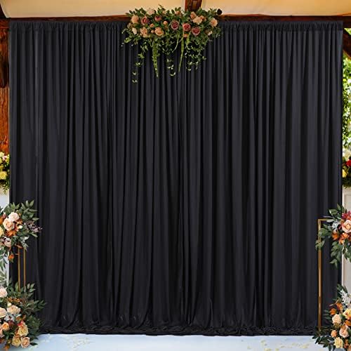 Black Backdrop Curtain 10 Panels-Wrinkle-Free Black Curtains Polyester Photography Drapes for Wedding Birthday Party Photo Background Backdrop Stand- 10FTX40FT - Image 7