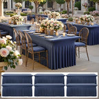 6 pk Navy Blue Spandex Tablecloth 6ft with Ruffled Skirt, Wrinkle Free High Stretch Fitted Tablecloths for 6 Foot Rectangle Tables, Elastic Navy Spandex Table Covers 6 ft for Graduation Wedding Party by ENJOYYOURPARTY