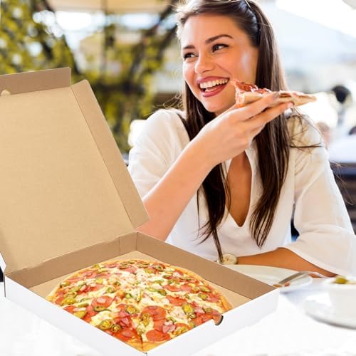 White Corrugated Cardboard Pizza Boxes 16x16x2 Inch,10 Pack Large Pizza Box for Homemade Pizza,Food, Donut and Pies - Image 4