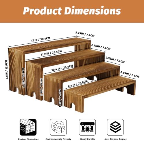4 Set Wood Display Risers, Stackable Cupcake Stand for Party Dessert Table - Image 3