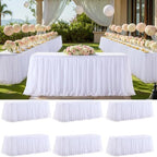 6 Pack White Tablecloth for 6 Foot Rectangle Tables with Tulle Table Skirt by PartyTalk