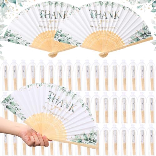 Wenqik 100 Sets Greenery Hand Folding Fans,Wedding Party Favors for Guests by Wenqik