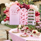Mindsoft 2 Pcs Cherry on Top Arch Backdrop Cover, Pink - Image 4