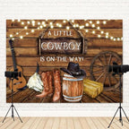 20x10ft Baby Shower Backdrop A Little Cowboy is on The Way Photography Background Wild West Rustic Wooden Board Hat Boot Kid Birthday Party Banner Decorations Newborn Parties Photo Booth Prop - Image 4