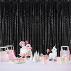 6x8FT Black Curtains Backdrop for Parties, Glitter Sequin Wedding Backdrop - Image 5