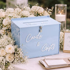 BreezeHug 14" Baby Blue Acrylic Wedding Card Box with Lock & 3D Letters by Unknown
