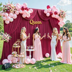 Burgundy Backdrop Curtain for Parties Wedding Wrinkle Free Maroon Photo Curtains Backdrop Drapes Fabric Decoration for Birthday Engagement Ceremony 5ft x 7ft,2 Panels - Image 3