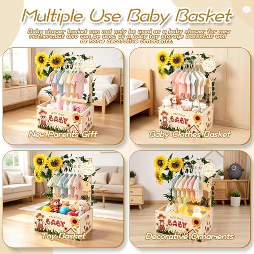 Wooden Baby Shower Crate Closet, Baby Shower Gift Basket for Newborn Gifts - Image 7