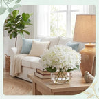 Zeyune 4 Pack Artificial Hydrangea Flowers with Vase (White) - Image 3