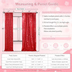 Red Sequin Backdrop 4 Panels 2FTx8FT Christmas Party Backdrop Curtains - Image 5