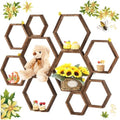 Gerrii Honey Comb Decorations 5 Size Wood Hexagon Shelves,Dark Brown,10 Pcs by Gerrii