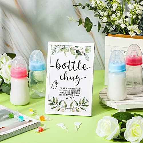 Roowest Bottle Chug Baby Shower Games Favors, Pink, Blue, Eucalyptus - Image 4