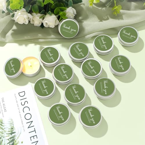 MTLEE 50 Pcs Green Wedding Thank You Candles Gifts for Guests Baby Shower - Image 2