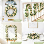 MAKHOT 2PCS Eucalyptus Garland, 6.6Ft Artificial Greenery Garlands Flower Decor, Green Spring Garland Wreath Vines Decorations for Table Home Wedding Mantle Party (Champagne) - Image 4