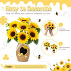 2 Set Honeybee Beehive Vase Decor Include Sunflower, Yellow - Image 4