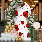 Country Ladybug Arch Backdrop Cover 6.6 FT, Love Farmhouse Classic Retro Texture Wedding Arch Cover Stretchy Backdrop Stands Covers for Birthday Party Ceremony Banquet Decor - Image 4