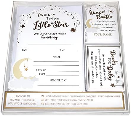 Lillian Rose Twinkle Little Star Theme Baby Shower Invitation Set, White - Image 3