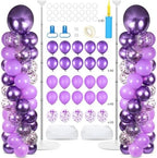 2 Sets Adjustable Balloon Column Stand Kit with Bases（Purple） by Naozinebi
