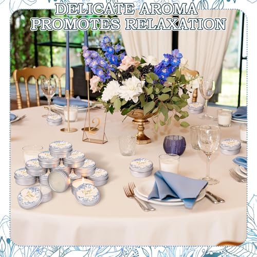 MTLEE 50 Pcs Blue Floral Wedding Candles Gift Favors for Guests 1 Oz - Image 3