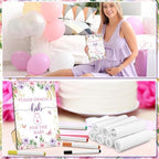 Panitay 100 Pcs DIY Baby Bibs Decorating Kit 50 White Bibs 25 Stencils 24 Markers 1 Baby Shower Game Sign - Image 6