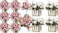 6 Bundles Peonies Artificial Flowers & Pack of 4 Baby Shower Centerpieces for Tables by SEKNHOP