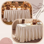 Flutesan 14 ft Brown Gingham Table Skirt for Rectangle Tables - Image 6