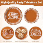400 Pcs Cielito Lindo Party Decoration for 50, Terracotta Cielito Lindo Paper Plates Napkins Cups Cutlery Mexican Disposable Tableware for Cinco De Mayo Fiesta Baby Shower Birthday Supply - Image 3