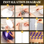 Wettarn 4 Set Balloon Column Kit for Floor with LED Light Balloons Stand Kit Tower Pillar Backdrop for Wedding Birthday Summer Baby Shower Party Decorations(Gold and Purple) - Image 2