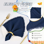 Showgeous 60 Pack Navy Blue Cloth Napkins with Fringe, 16x16 inch - Image 3