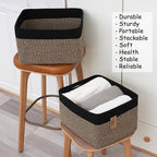 COMFY-HOMI 3PACK Cotton Rope Square Basket with Handles for Shelves|Dog Toy Bin and Storage|Baby Gift|Shoe Organizer|New 13.5" x 11" x 9.5" for Living Room (Black/Jute) - Image 6
