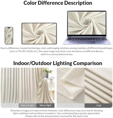 Beige Backdrop Curtain for Wedding Parties Wrinkle Free Beige Photo Curtains Backdrop Drapes Fabric Decoration for Baby Shower Photoshoot 5ft x 8ft,2 Panels - Image 6