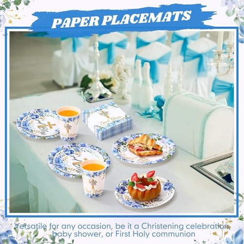 Pickmesh 250 Pcs Blue Baptism Plates Napkins Cups God Bless, Serves 50 - Image 5