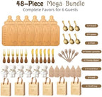 Baby Bottle Shaped Acacia Wood Cheese Board Gift Set - Premium Baby Shower Prizes for Game Winners, Gender Reveal & Bridal Shower Party Favors for Guests Acacia Wood 6 Sets - Image 2