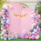Pink Blue Arch Backdrop Covers 7.2FT 6FT Party Gender Reveal Wedding Arch Covers Stretchy Backdrop Set of 2 Baby Shower Bridal Shower Photo Birthday Spandex Light Blue Arch Cover - Image 3