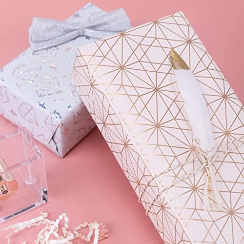 WRAPAHOLIC 30 Inch Reversible Wrapping Paper - 30 Inch X 100 Feet Jumbo Roll Pink Geometric Patterns Design, Perfect for Wedding, Mother's Day, Birthday, Baby Shower and More Occasions - Image 4