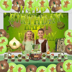 42pcs Green Monster Birthday Party Decorations Includes Cake Toppers,Cupcake Toppers, Banner, Backdrop, Balloons - Green Monster Theme Party Supplies - Image 5