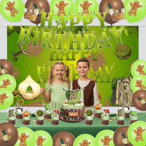 42pcs Green Monster Birthday Party Decorations Includes Cake Toppers,Cupcake Toppers, Banner, Backdrop, Balloons - Green Monster Theme Party Supplies - Image 5