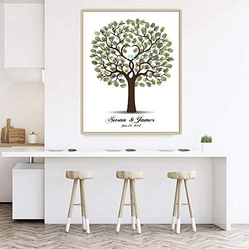 Personalize Wedding Guest Book with Ink Pads Creative Wedding Tree Fingerprint Signature Canvas Painting for Guests Sign-in Unique Gifts for Anniversary -80x120cm - Image 4
