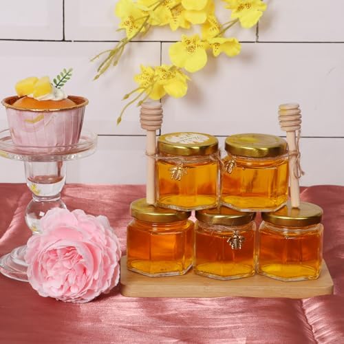 2 oz 30 Pack Mini Glass Honey Jars with Wood Dippers & Gold Lids - Image 5