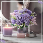 Zeyune 8 Pcs 13.4 Inch Artificial Flowers Bouquet,Peony,Purple - Image 4