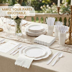 350 Pcs White Decagonal Disposable Party Supplies Set - 7" & 9" Paper Plates, 50 Cups, 150 Cutlery, 50 Napkins - Complete Party Kit for Wedding, Baby Shower, Birthday - Image 6