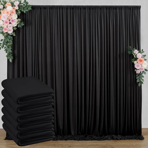 30 ft x 8 ft Black Backdrop Curtain for Parties, 6 Panels 5 ft x 8 ft Wrinkle Free Polyester Photo Black Backdrop Drapesfor Graduations Birthday Wedding Party Stage Curtains Home Decoration Supplies by Outpain