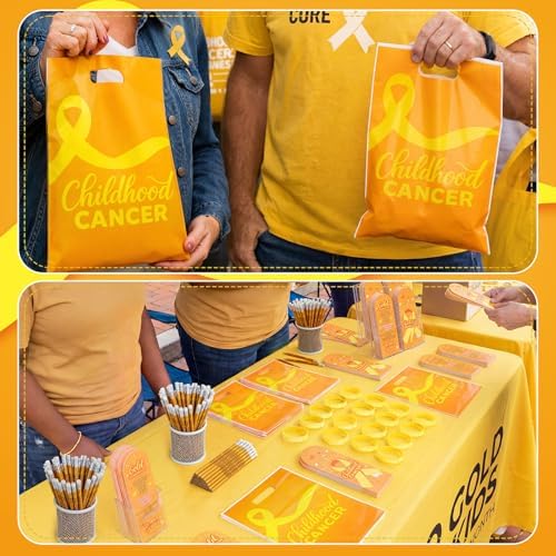 200 Pcs Childhood Cancer Awareness Items Bulk, Gold Ribbon Gifts Favor - Image 6