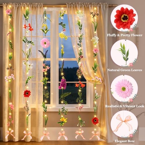 Livole 6Pcs 36Ft Wildflower Garland with Light Hanging Flower Wall Backdrop - Image 5