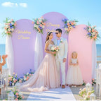 Set of 3 Arch Backdrop Covers(7.2ft, 6.6ft, 6ft) - Premium Stretchy Spandex Backdrop Arch Stand Cover for Baby Shower,Wedding,Party Decor Chiara Cover with Double-Sided Design(Pink Lavender) - Image 3
