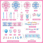 190 Pcs Gender Reveal Party Decorations Kit (Serves 24 Guests), Include Plates and Cups and Napkins Sets with Forks and Banner, Girl or Boy Baby Gender Reveal Party Supplies - Image 3