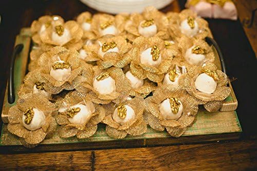 Handmade Fabric Truffle Cups | Truffle Liners | Truffle Wrappers | Fominhas | Candy cups | Forminhas de Brigadeiro | candy liners - Pack of 20 - Truffilio (Fabric, Camellia Gold) - Image 6