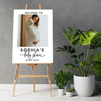 Andaz Press 16"x20" Personalized Canvas Baby Shower Welcome Sign, Custom Photo, Modern Gender Neutral Large Welcome Baby Shower Sign for Easel Stand, Baby Shower Decorations - Image 2
